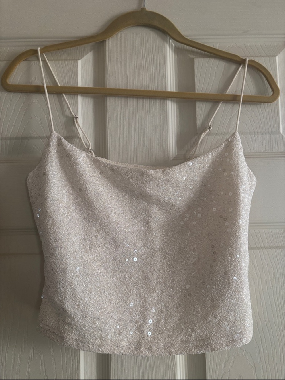 Edikted new with tags beige sequin tank top